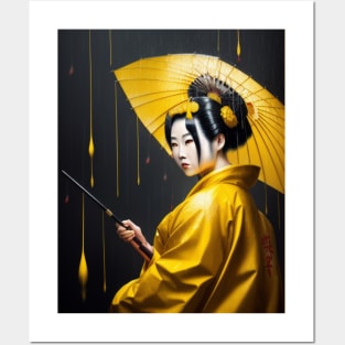 Geisha in a yellow world Posters and Art